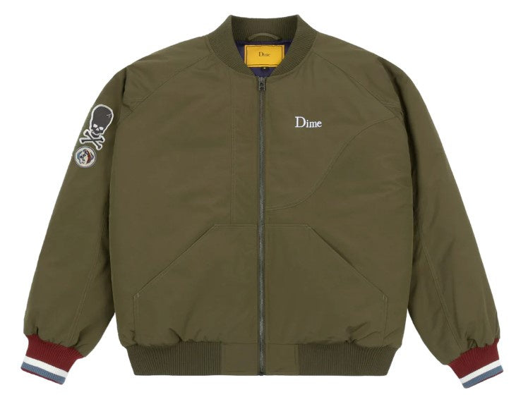 Dime Velcro Patch Bomber Jacket / Asparagus