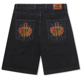 Butter Goods Spider Denim Short / Washed Black.