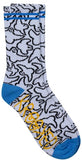 Krooked Multi Birds Socks / White / Black