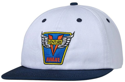 Venture ADJ Emblem Strapback Hat / White / Navy