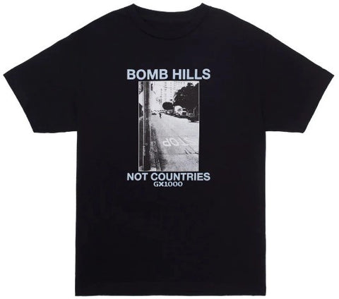 GX1000 Bomb Hills Not Countries Tee / Black / Baby Blue