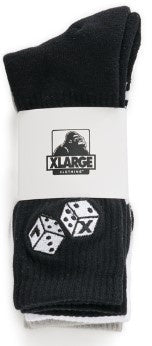 XLarge Dice Sock 3 Pack / Black /White / Grey