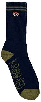 Krooked Eyes Emb Crew Socks / Navy