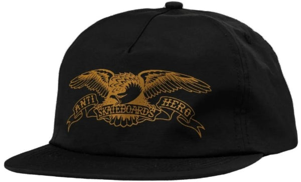 Anti Hero Basic Eagle Snapback Hat / Black / Brown