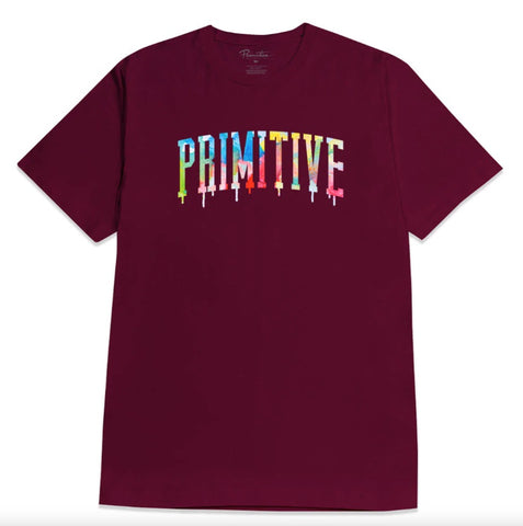 Primitive Collegiate Drip Tee / Burgundy