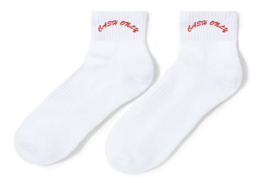Cash Only Ankle Socks / White